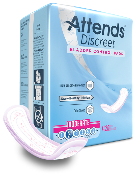 Bladder Control Pad Attends® Discreet 10-1/2 Inch Length Moderate